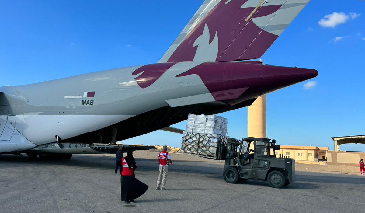 Qatari aircraft with 37 tonnes of Gaza aid reaches Al-Arish